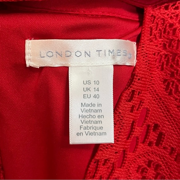 Sleeveless V Neck Lace Fit & Flare Dress W. Mock collar cocktail evening size 10 - Picture 7 of 7